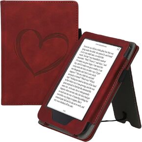 حافظة kwmobile متوافقة مع حافظة Kobo Clara 2E / Tolino Shine 4 - غطاء للقارئ الإلكتروني مع إغلاق مغناطيسي - أحمر داكن