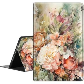 for 10.2" Amazon kindle Scribe Case 2022 with Auto Wake/Sleep Flexible-Angle Viewing Stand Ultra Thin Lightweight Hard Back Shell for Amazon Scribe Case for Women, White And Red Peony Flowers