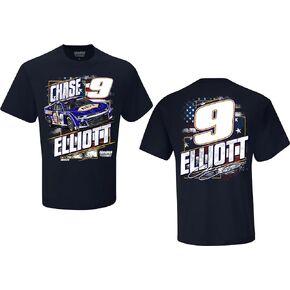 Chase Elliott #9 NASCAR 2024 NAPA Stars and Stripes Patriotic Classic Navy T-Shirt