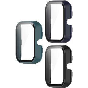 3 Pack Screen Protector Compatible with Amazfit Bip 3 Pro/Bip 3 Cases Smartwatch Accessories TenCloud Covers Scratched Resistant Full Protective Cover Screen Protectors for Bip 3 (Black+Blue+Green)