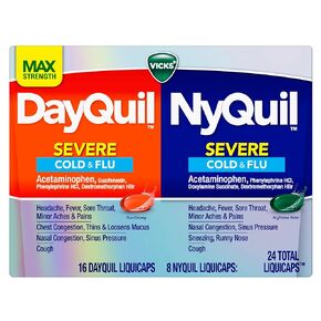 Vicks DayQuil & Nyquil Severe Cold, Flu & Congestion Medicine, 24 Count