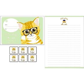 Cute Kawaii Cat Envelopes 6 Letter Writing Stationery Paper 12 Gift Set for Teen, Girls, Kids