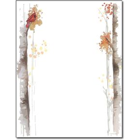Fall Birch Stationery Paper - 80 Sheets Autumn Letterhead