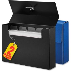 1InTheOffice Index Card Box 3x5, Index Card Box with Dividers, Index Card Storage Box, Poly Plastic Box, 2/Pack