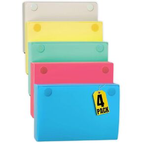 1InTheOffice Index Card Case, 3" x 5" Index Card Holder, Assorted Colors (4 Pack)