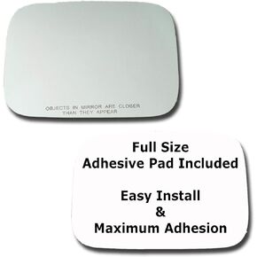 Mirror Glass + Full Size Adhesive Pad for 2003-2009 Hummer H2 Passenger Side Replacement (2003 2004 2005 2006 2007 2008 2009 03 04 05 06 07 08 09)