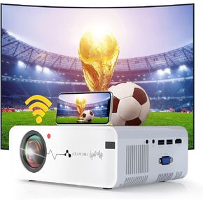 Mini Projector, Portable WiFi Movie Projector for Outdoor Use, 8000L 1080P HD and 200'' Screen Supported, with Great Sound Quality for Home Theater Video, Compatible with iPhone/iOS/Android/HDMI/TV