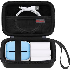 Elonbo Carrying Case for T02 Mini Printer, Compatible with Memoking/Omezizy/Memoqueen/Phomemo/Ponek T02 Portable Bluetooth Thermal Label Maker Bag, Small Smart Handheld Labeler Holder, Black