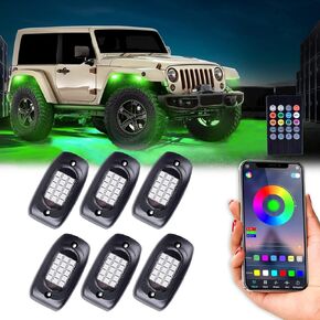 Car underglow Waterproof RGB LED Rock Lights Kit, Neon Lighting Underglow Kits w/Wireless Remote & APP Control, Under Car Lights for SUV,Truck,AUTO Motorcycle - 4Pods