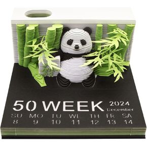 تقويم قطعة الوقت 2024، لوحة ملاحظات فنية ثلاثية الأبعاد باندا لسطح المكتب، تقويم سطح المكتب، منحوتة تزيينية ورقية لسطح المكتب مع حامل قلم، تقويم أسبوعي لتزيين هدايا العطلات in Kuwait