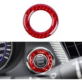 Xotic Tech 2X Real Carbon Fiber Go Engine Keyless Start Stop Push Button + Ring Cover Trim Compatible with Infiniti Q50 Q60 QX60 or Nissan Altima Maxima Titan Pathfinder (Red & Black)