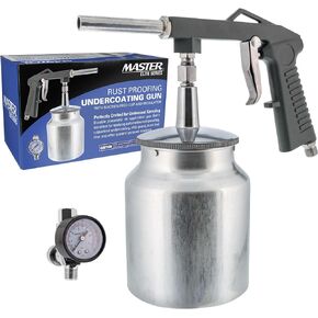 Master Elite Air Undercoating Spray Gun with Regulator & Suction Feed Cup - Apply Sprayable Truck Bed Liner Coating, Rubberized Undercoat, Rust Proofing Paint, Pneumatic Automotive Application Sprayer