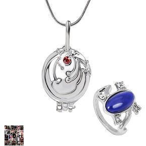 12 pcs The Vampire Diaries Jewelry Sticker Elena Gilbert Opening Vervain Locket Pendant Necklace Elena Sapphire Crystal Daylight Ring Jewelry Set Cosplay for Fans