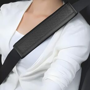 Seat Belt Pads Leather Seat Belt Covers, Seat Belt Shoulder Pad to Protect The Shoulder and Neck, Universal Car Seat Belt Pad Cover, Apply to Automotive/Truck/SUV/Backpack Strap(Black)