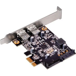 Silverstone Tek PCI Express Card with Two USB 3.0 External Ports and Internal 19-Pin Dual Port Connector (EC04-E)