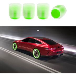 Tire Valve Stem Caps for Car, 4 Pcs Universal Fluorescent Car Tire Valve Caps, Illuminated Auto Wheel Valve Stem Cap, Noctilucous Tire Air Caps Cover Fit for Cars, Motorcycles, SUV, Trucks (Blue)