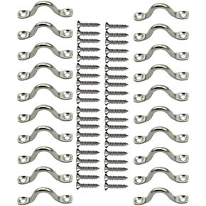 20Pcs M6 316 Stainless Steel Bimini Boat Top PAD Eye, Eye Straps, Tie Down, Kayak Deck Loops, Tie Down Anchor Point, footman's Loop for Kayak Canoe Rigging