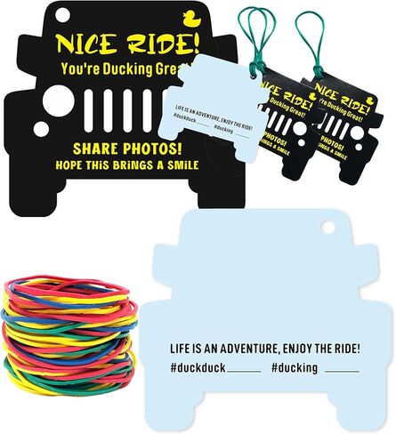 60 حزمة من علامات البط، بطاقات البط، بطاقات البط، بطاقة لعبة البط، مقاس 2.8 × 3.2 بوصة، علامات البط على شكل سيارة سوداء مع فتحة دائرية وأشرطة مطاطية in Kuwait