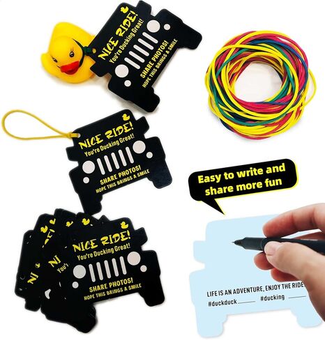 60 حزمة من علامات البط، بطاقات البط، بطاقات البط، بطاقة لعبة البط، مقاس 2.8 × 3.2 بوصة، علامات البط على شكل سيارة سوداء مع فتحة دائرية وأشرطة مطاطية in Kuwait