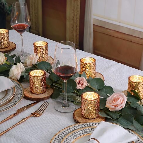 12pcs Gold Votive Candle Holders, Gold Candle Holders for Table Centerpiece, Mercury Glass Tealight Candle Holder for Wedding, Home Decor in Saudi Arabia