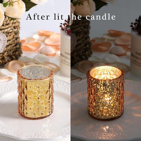 12pcs Gold Votive Candle Holders, Gold Candle Holders for Table Centerpiece, Mercury Glass Tealight Candle Holder for Wedding, Home Decor in Saudi Arabia