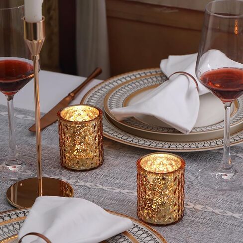 12pcs Gold Votive Candle Holders, Gold Candle Holders for Table Centerpiece, Mercury Glass Tealight Candle Holder for Wedding, Home Decor in Saudi Arabia