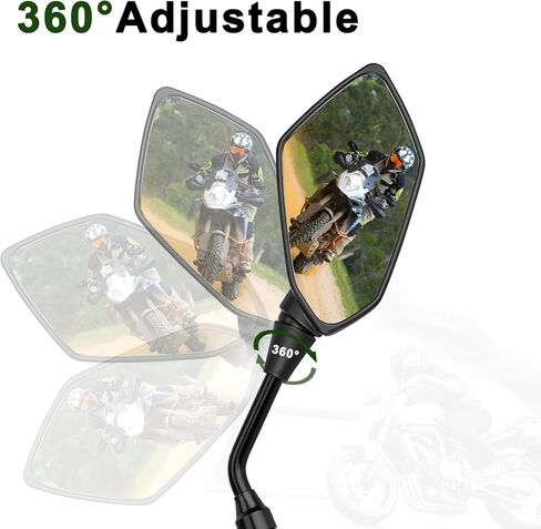 مرايا الدراجة الترابية متوافقة مع الدراجات النارية ATV Dirt Bike Quad Street Bike Cruiser Chopper Jet Ski Scooter Snowmobile Coolster Moped مع مسمار 8 مم 10 مم لمقود الدراجة بمشبك 7/8 بوصة in Kuwait