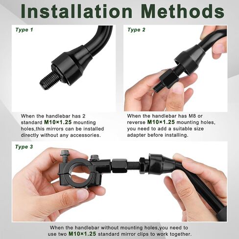 مرايا الدراجة الترابية متوافقة مع الدراجات النارية ATV Dirt Bike Quad Street Bike Cruiser Chopper Jet Ski Scooter Snowmobile Coolster Moped مع مسمار 8 مم 10 مم لمقود الدراجة بمشبك 7/8 بوصة in Kuwait