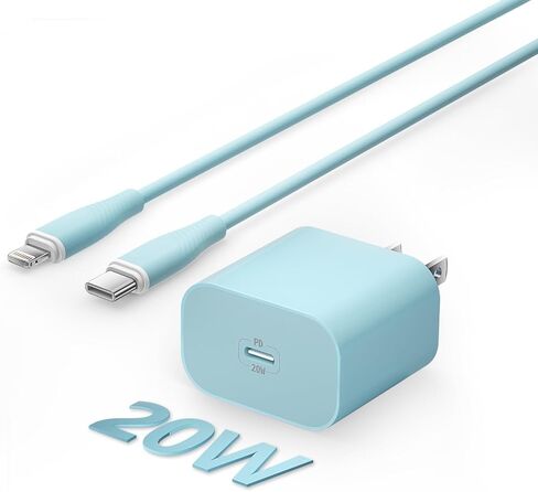 شاحن iPhone سريع الشحن 20 وات PD USB-C وكابل شحن USB C بطول 6 أقدام شاحن iPhone سريع متوافق مع iPhone 14 13 12 11 X 8 7 المزيد in Kuwait