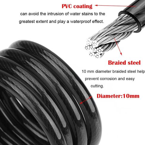 قفل الدراجة مكون من 4 أرقام قابلة لإعادة الضبط، مجموعة قفل الدراجة بطول 4 أقدام، كابل قفل الدراجة ذاتي اللف، مضاد للسرقة، قفل سكوتر مع دعامة تثبيت للدراجات والدراجات البخارية in Kuwait