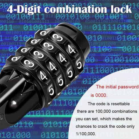 قفل الدراجة مكون من 4 أرقام قابلة لإعادة الضبط، مجموعة قفل الدراجة بطول 4 أقدام، كابل قفل الدراجة ذاتي اللف، مضاد للسرقة، قفل سكوتر مع دعامة تثبيت للدراجات والدراجات البخارية in Kuwait