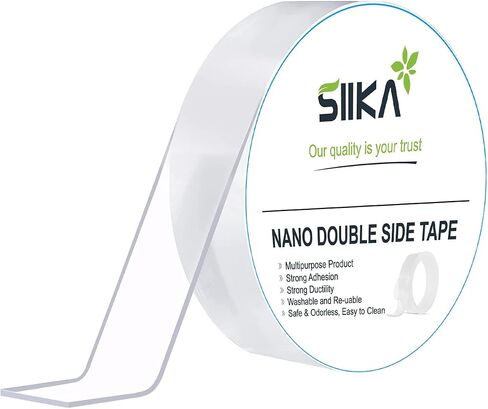 Double Sided Tape, Clear Mounting Tape Strong Adhesive Strips Sticky Nano Tape, Washable and Reusable - Wall Tape for Picture Photo Carpet Decoration,Fix Carpet Mats, etc - 1 Roll 10FT in Saudi Arabia
