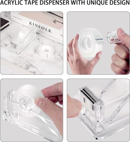 Transparent Tape 27 Rolls 3/4 x 1000 Inches and 3pc Dispenser,Clear Tape Refills Rolls Each Roll 1 inch Core, for Office, Home, School. in Kuwait