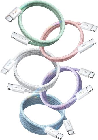 كابل USBC إلى USBC، كابل 60 وات C إلى C شحن سريع 5 حزم [3.3+3.3+6.6+6.6+10FT] كابلات USB C لأجهزة iPhone 15/15 Pro/15 Plus/15 Pro Max iPad Mini Pro Air MacBook Air Pro Samsung S23/S22 بكسل ال جي in Saudi Arabia