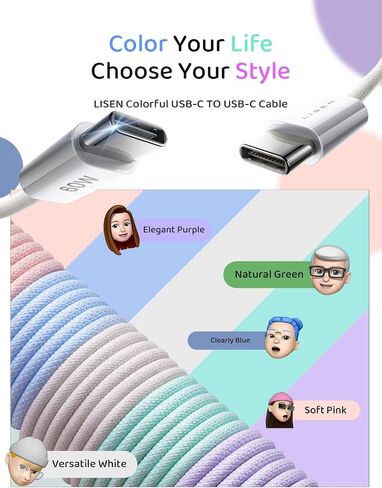 كابل USBC إلى USBC، كابل 60 وات C إلى C شحن سريع 5 حزم [3.3+3.3+6.6+6.6+10FT] كابلات USB C لأجهزة iPhone 15/15 Pro/15 Plus/15 Pro Max iPad Mini Pro Air MacBook Air Pro Samsung S23/S22 بكسل ال جي in Saudi Arabia