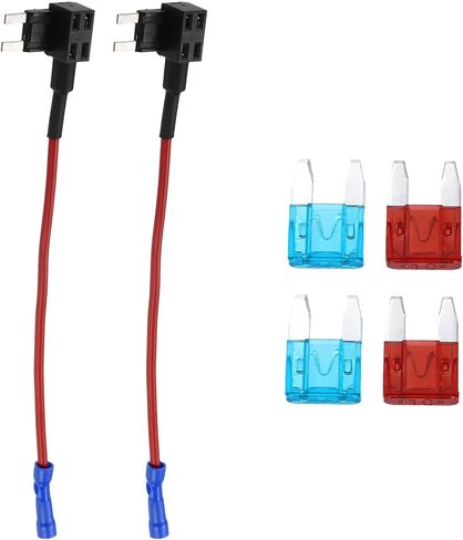 Motoforti Universal إضافة دائرة 12 فولت محول حامل صنبور الصمامات القياسي مع 2 قطعة 10A 15A ATC نوع الصمامات، بلاستيك، أزرق، مجموعة واحدة in Saudi Arabia