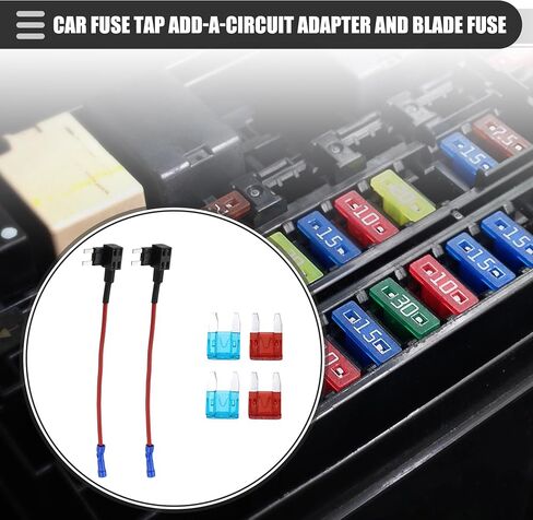 Motoforti Universal إضافة دائرة 12 فولت محول حامل صنبور الصمامات القياسي مع 2 قطعة 10A 15A ATC نوع الصمامات، بلاستيك، أزرق، مجموعة واحدة in Saudi Arabia