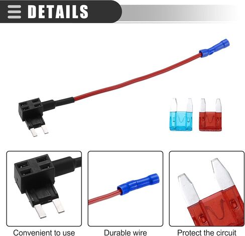 Motoforti Universal إضافة دائرة 12 فولت محول حامل صنبور الصمامات القياسي مع 2 قطعة 10A 15A ATC نوع الصمامات، بلاستيك، أزرق، مجموعة واحدة in Saudi Arabia