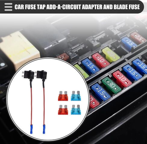 Motoforti Universal إضافة دائرة 12 فولت محول حامل صنبور الصمامات القياسي مع 2 قطعة 10A 15A ATC نوع الصمامات، بلاستيك، أزرق، مجموعة واحدة in Saudi Arabia