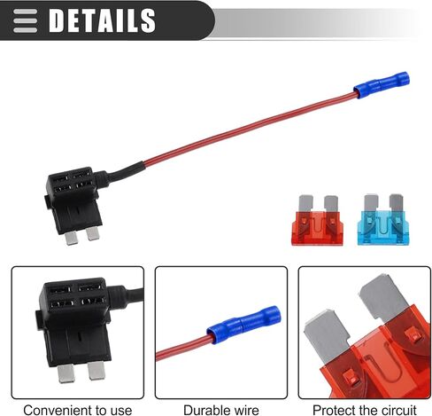 Motoforti Universal إضافة دائرة 12 فولت محول حامل صنبور الصمامات القياسي مع 2 قطعة 10A 15A ATC نوع الصمامات، بلاستيك، أزرق، مجموعة واحدة in Saudi Arabia