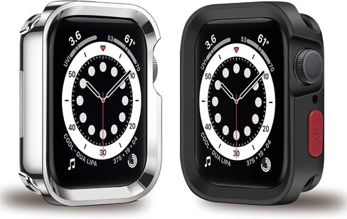 عبوتان من حافظة الحماية القوية المتوافقة مع Apple Watch Series 7/8 مقاس 41 ملم السلسلة 6/SE/السلسلة 5/السلسلة 4 مقاس 40 ملم من مادة TPU الناعمة المقاومة للخدش لكامل الجسم (مطلية بالذهب وأسود داكن) in Saudi Arabia