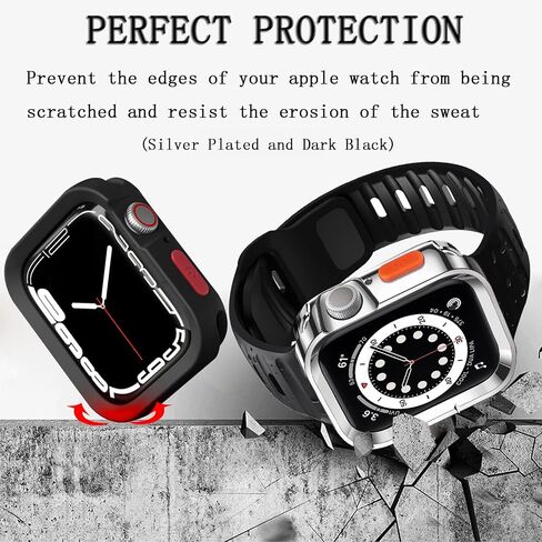 عبوتان من حافظة الحماية القوية المتوافقة مع Apple Watch Series 7/8 مقاس 41 ملم السلسلة 6/SE/السلسلة 5/السلسلة 4 مقاس 40 ملم من مادة TPU الناعمة المقاومة للخدش لكامل الجسم (مطلية بالذهب وأسود داكن) in Saudi Arabia