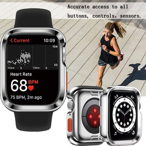 عبوتان من حافظة الحماية القوية المتوافقة مع Apple Watch Series 7/8 مقاس 41 ملم السلسلة 6/SE/السلسلة 5/السلسلة 4 مقاس 40 ملم من مادة TPU الناعمة المقاومة للخدش لكامل الجسم (مطلية بالذهب وأسود داكن) in Saudi Arabia