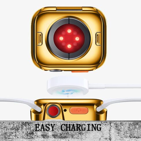 عبوتان من حافظة الحماية القوية المتوافقة مع Apple Watch Series 7/8 مقاس 41 ملم السلسلة 6/SE/السلسلة 5/السلسلة 4 مقاس 40 ملم من مادة TPU الناعمة المقاومة للخدش لكامل الجسم (مطلية بالذهب وأسود داكن) in Saudi Arabia