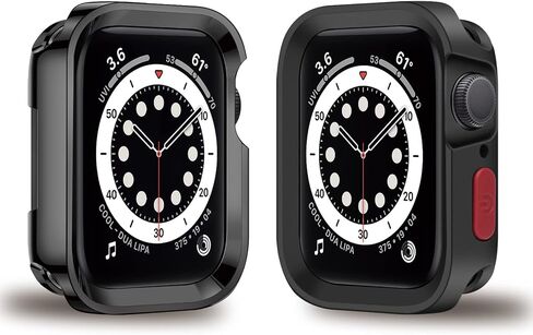 عبوتان من حافظة الحماية القوية المتوافقة مع Apple Watch Series 7/8 مقاس 41 ملم السلسلة 6/SE/السلسلة 5/السلسلة 4 مقاس 40 ملم من مادة TPU الناعمة المقاومة للخدش لكامل الجسم (مطلية بالذهب وأسود داكن) in Saudi Arabia