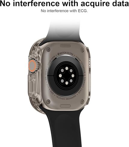 مصد رياضي متين من OXWALLEN مصمم لساعة Apple Watch Ultra 49 مم، واقي شاشة مدمج من الزجاج المقوى 9H، غطاء حماية صلب من البولي كربونات - شفاف كريستالي in Kuwait