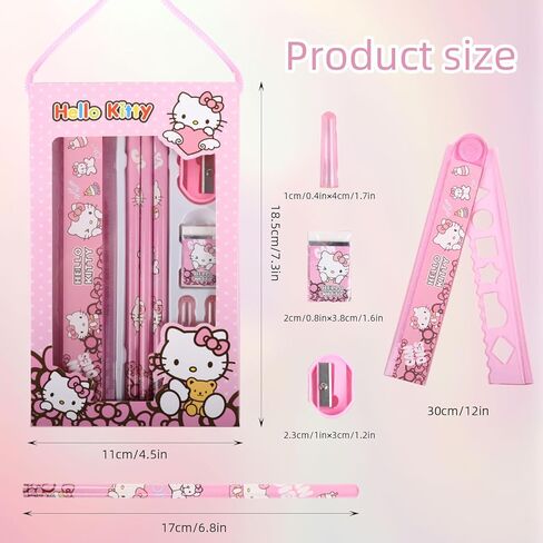 اللوازم المدرسية kawaii - لطيف العودة إلى اللوازم المدرسية للأطفال، الوردي القط أنيمي القرطاسية kawaii مجموعة القرطاسية، العودة إلى هدايا المدرسة للطلاب عيد ميلاد المدرسة in Kuwait