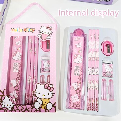 اللوازم المدرسية kawaii - لطيف العودة إلى اللوازم المدرسية للأطفال، الوردي القط أنيمي القرطاسية kawaii مجموعة القرطاسية، العودة إلى هدايا المدرسة للطلاب عيد ميلاد المدرسة in Kuwait