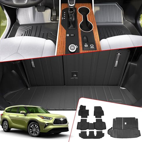 Cargo Liner Compatible with 2020-2024 Toyota Highlander Cargo Mat Replacement for 2020-2024 Toyota Highlander Accessories (Not Fit Models with Subwoofer) (Trunk Mat with Backrest Mat) in Saudi Arabia