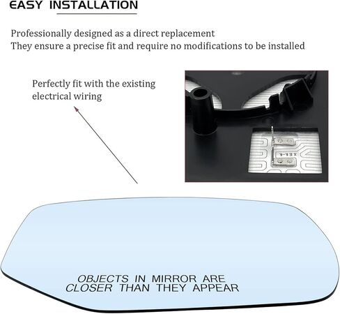 استبدال زجاج مرآة الجانب الأيسر للسائق لمرايا هوندا أكورد 2013-2017 - زجاج مرآة محدبة ساخن مع حامل خلفي 76253T2GA11 in Kuwait